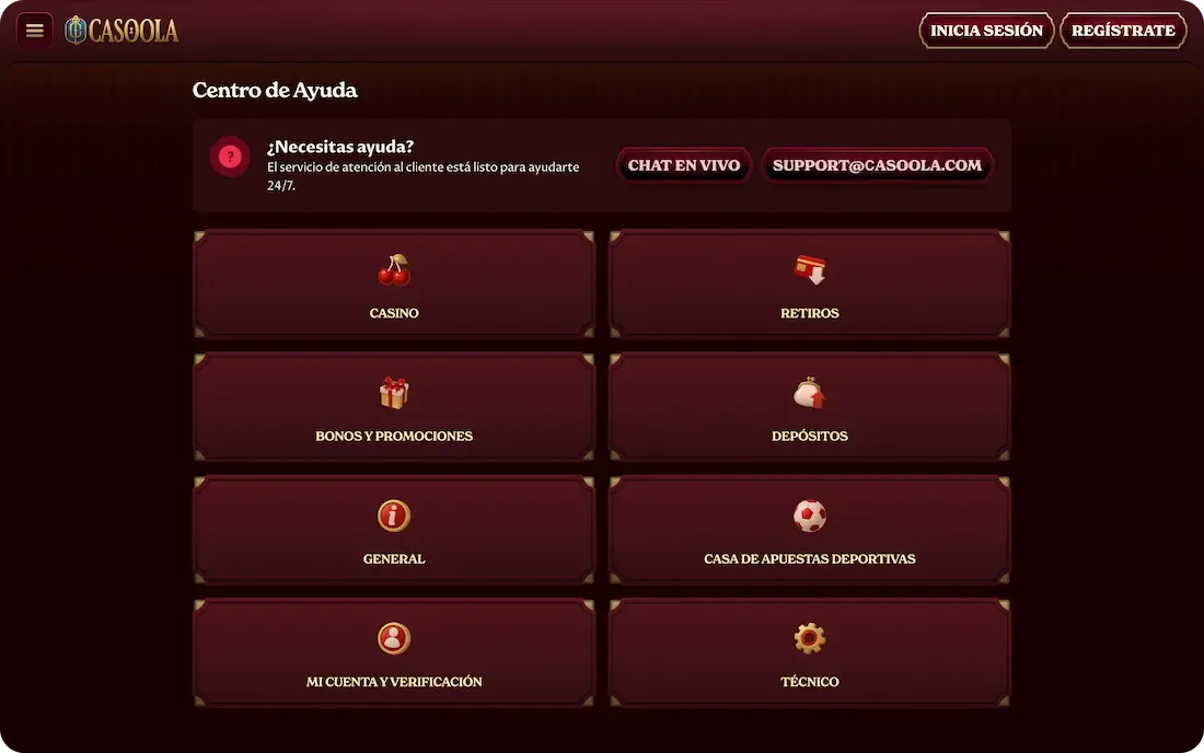 ayuda del casino casoola