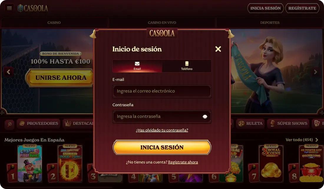 iniciar sesión en el casino casoola correo electronico